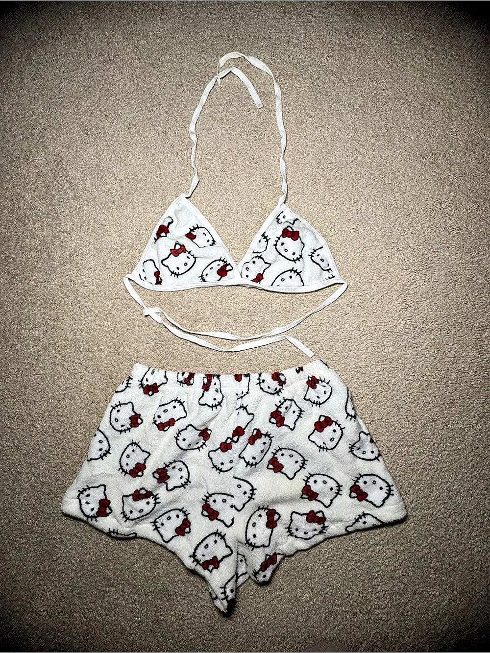 Hello Kitty Bikini in White & Red Shorts and Bra halter